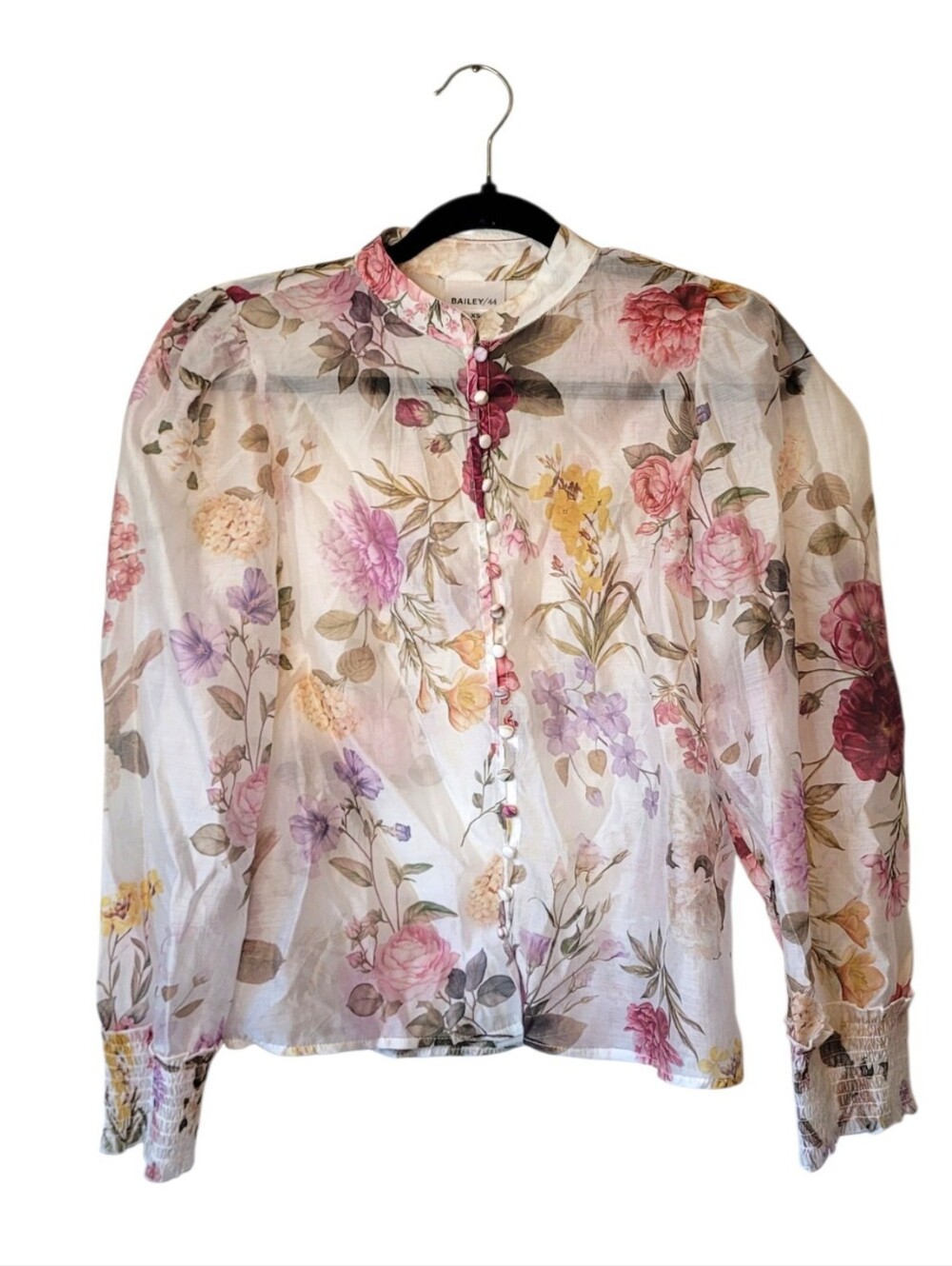 Bailey 44 Floral Sheer Button-Down Blouse Size XS